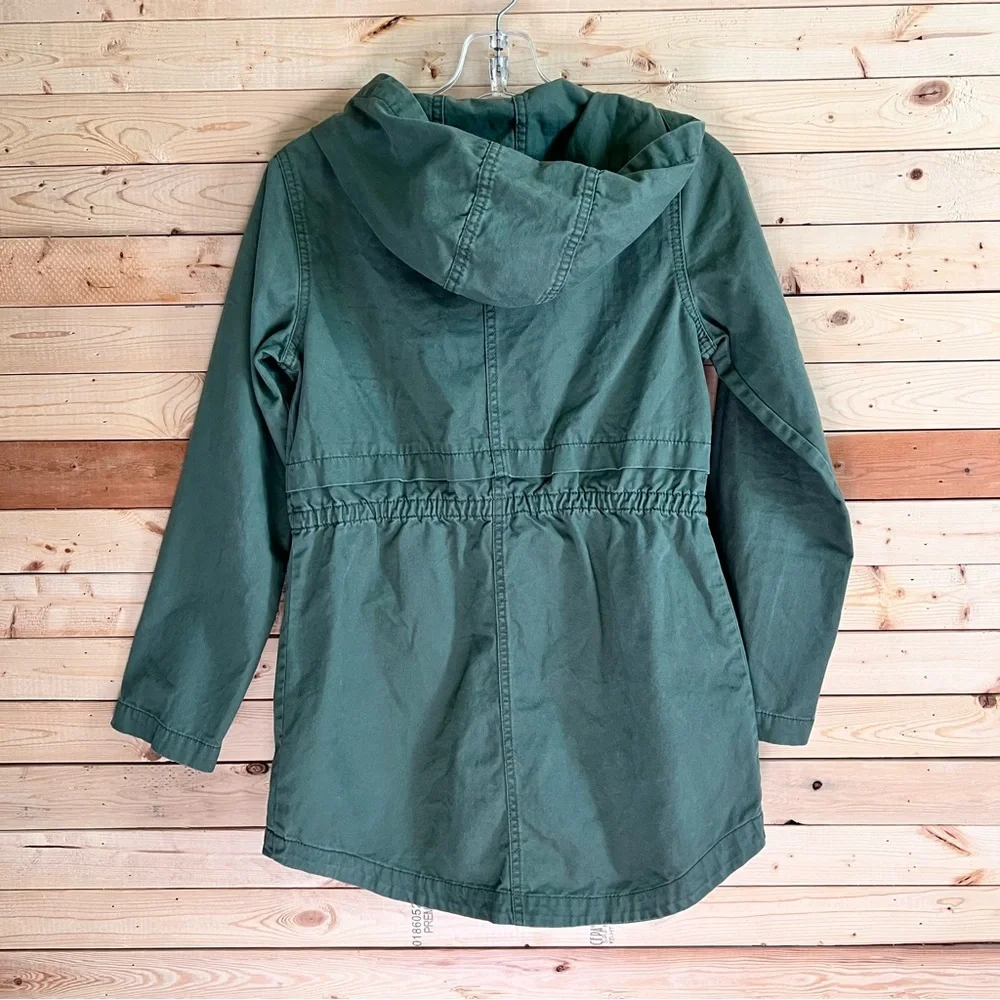Old Navy Army Green Zipper snap Button Front Hoody Jacket kids size XL (14)